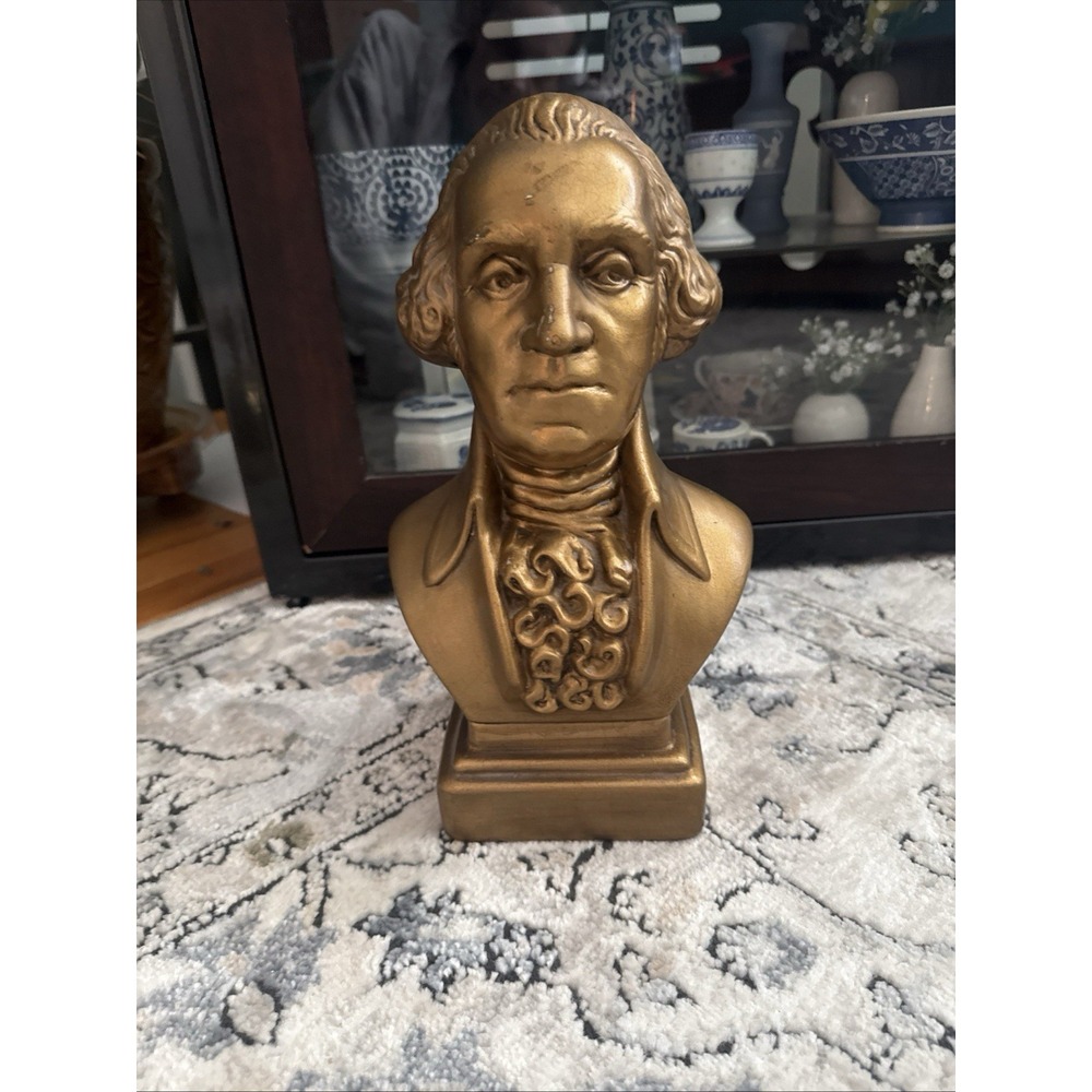 Vintage 12.5" George Washington Atlantic Mold Ceramic Bust Bronze Color